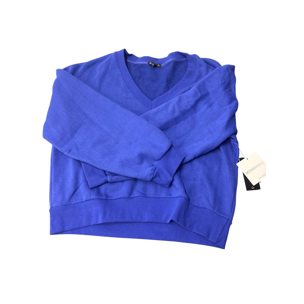 Beyond Yoga Sapphire Blue Put Together V-Neck Fleece Pullover AF7812 Womens L